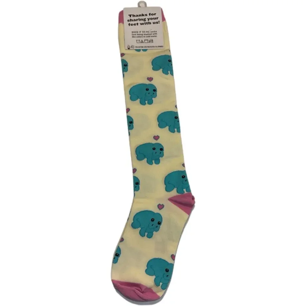 NWT Sock it to me Manatee Knee High Socks Women's tall socks blue/pink size 5-10